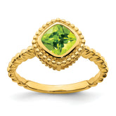 14k Cushion Peridot Ring